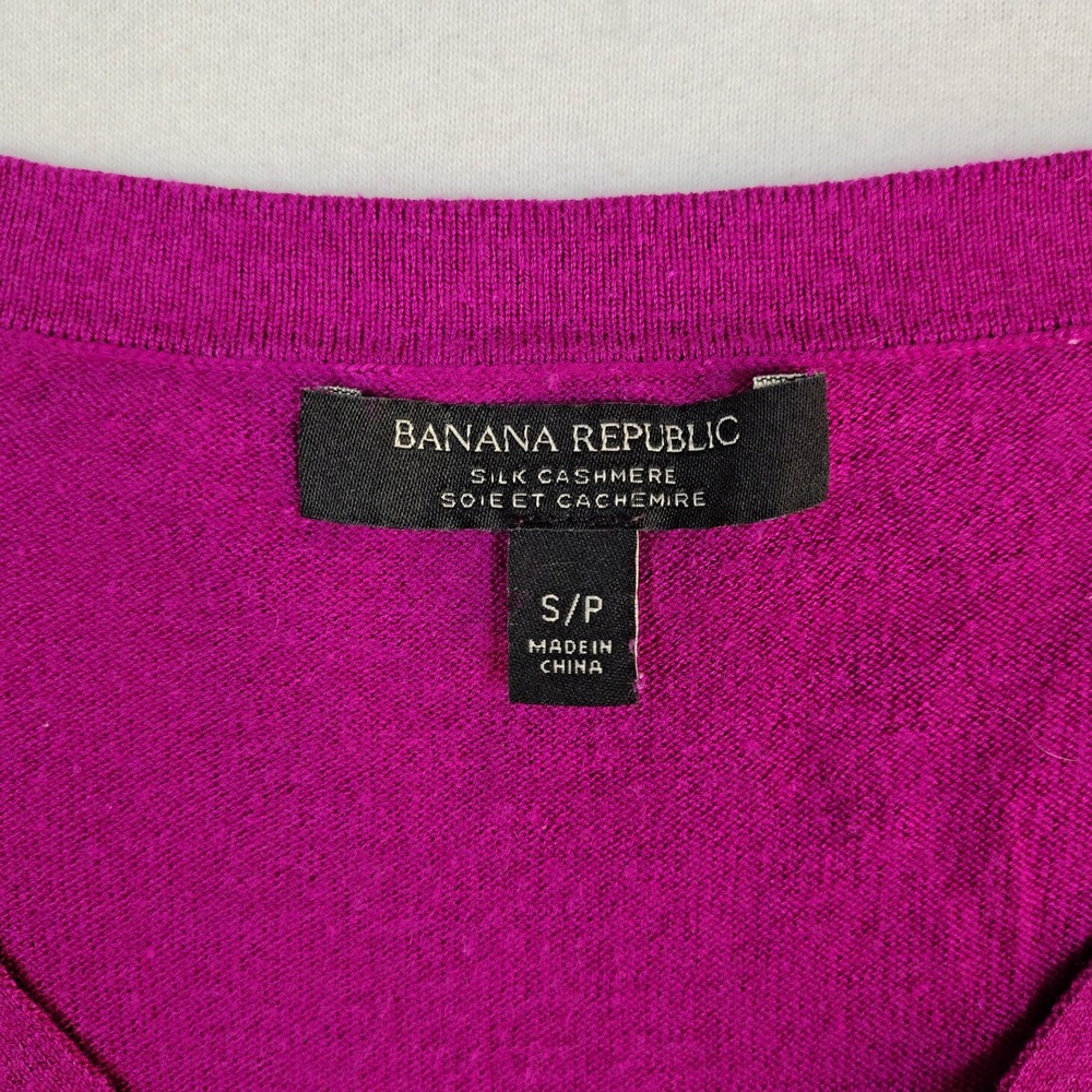 Banana Republic Silk Cashmere V-Neck Sweater Magenta Purple Womens Small P S1-3 - Picture 3 of 6